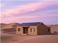 黄昏沙漠夯土民宿摄影图片