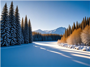 冬季雪地雪松树木摄影图片