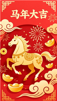 中国风马年大吉新年海报图片