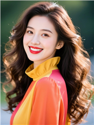 长卷发美女回眸一笑图片