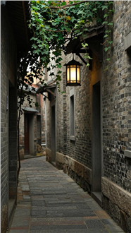 古朴石砌地面的小巷图片