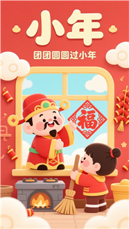 卡通插画风格小年海报图片