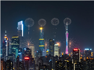 除夕夜城市夜空烟花夜景图片