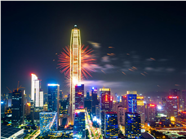 城市夜空烟花璀璨绽放图片