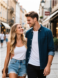 欧美街头情侣时尚街拍图片