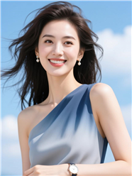 飘逸长发斜肩装性感美女图片