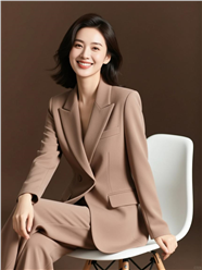 坐在白色椅子上的优雅气质西装美女图片