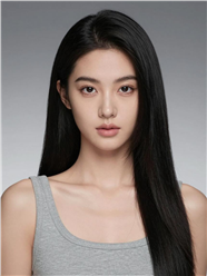 黑长直灰色背心美女写真图片