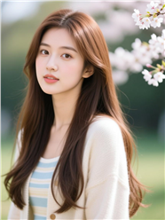 棕色长发及腰美女摄影图片