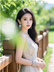 妆容精致镶钻婚纱裙美女写真图片