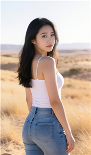 白色吊带背心性感翘臀美女图片
