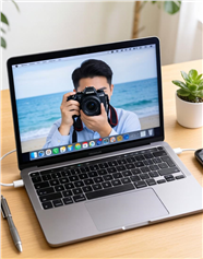 打开屏保的笔记本电脑图片