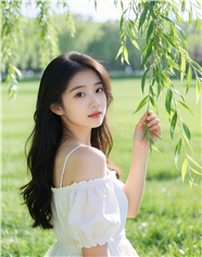 春日杨柳依依少女回眸图片