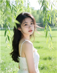 春日草地小清新风格美女写图片