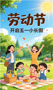卡通插画风格劳动节海报图片