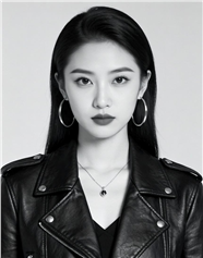 黑白风格高冷皮衣美女摄影图片