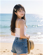 夏日海边美女小清新写真摄影图片